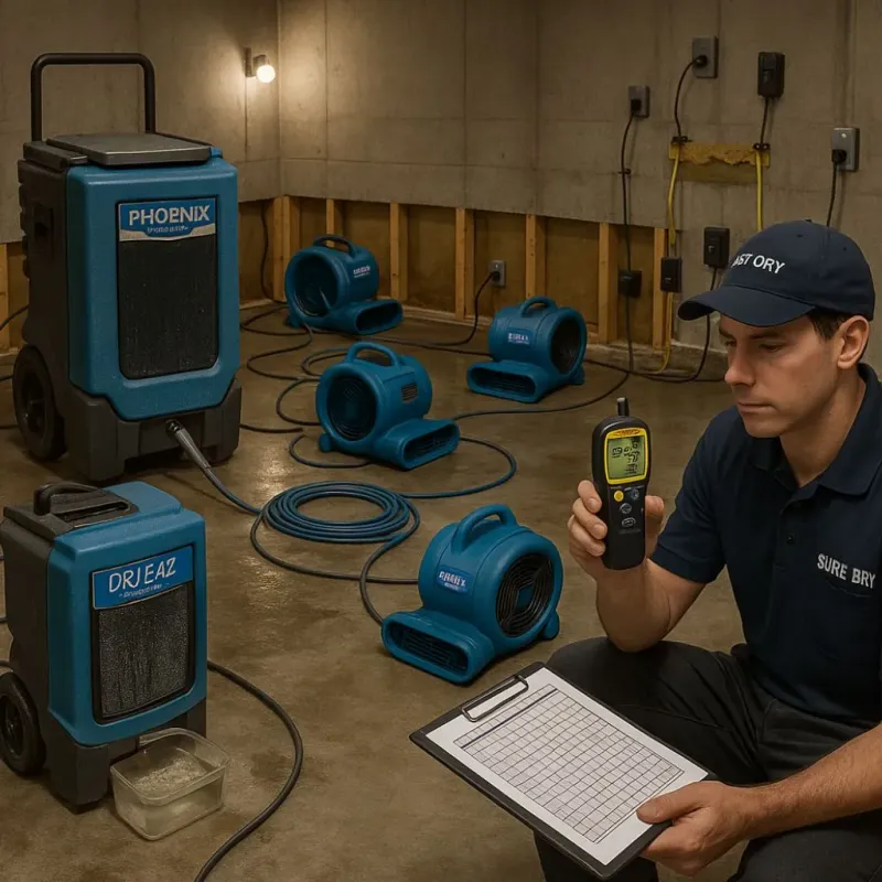 Structural Drying and Dehumidification process in Aliso Viejo, CA